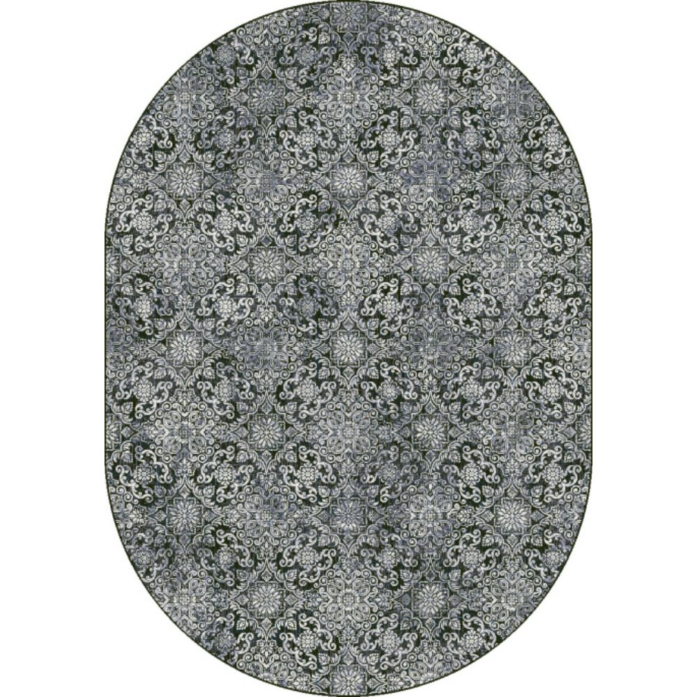 Dynamic Rugs 57162-3696 Ancient Garden 2.7 Ft. X 4.7 Ft. Oval Rug in Steel Blue